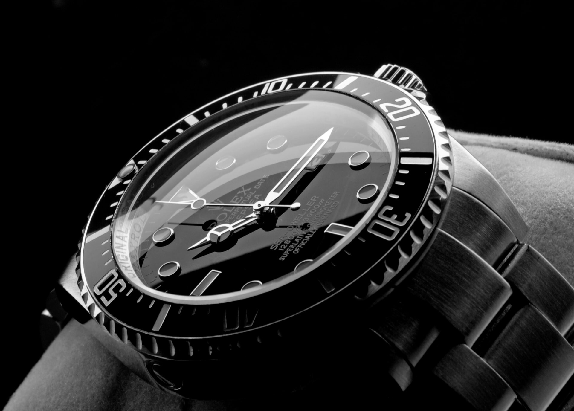 Rolex Sea-Dweller luxury diver's watch on dark background
